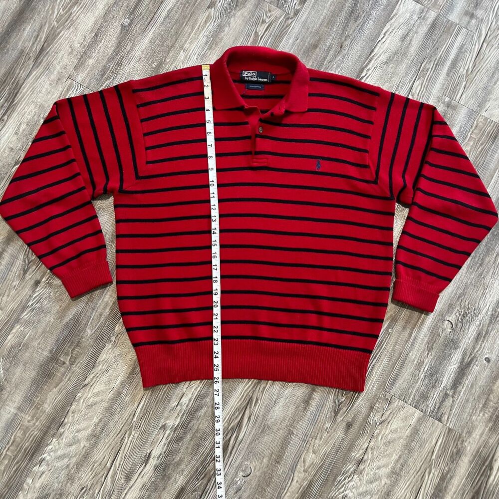 Vintage 90s Polo by Ralph Lauren Striped Sweater Hong Kong L - Picture 5 of 7